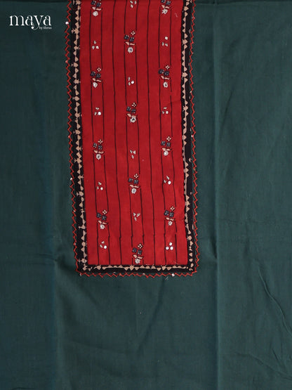 Green & Red - Cotton salwar Unstitched