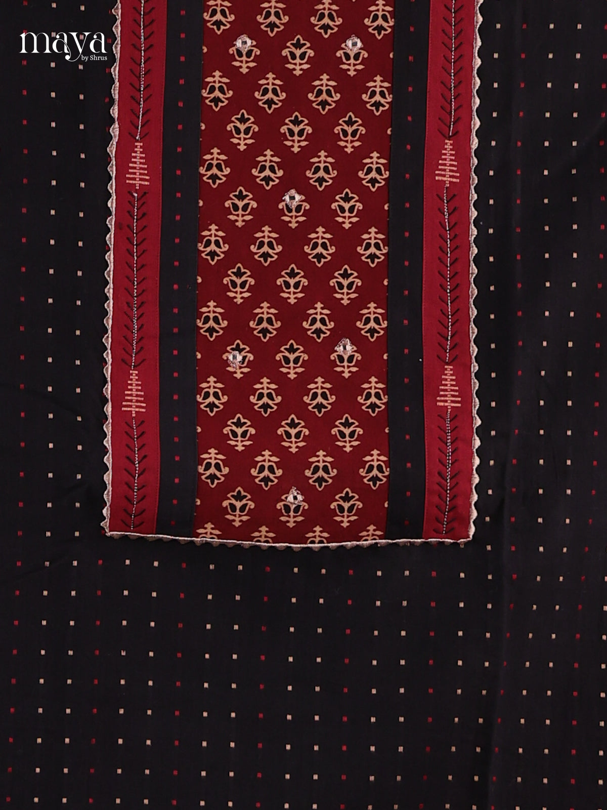 Black & Red - Cotton salwar Unstitched