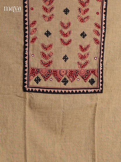 Beige & Black - Cotton salwar Unstitched