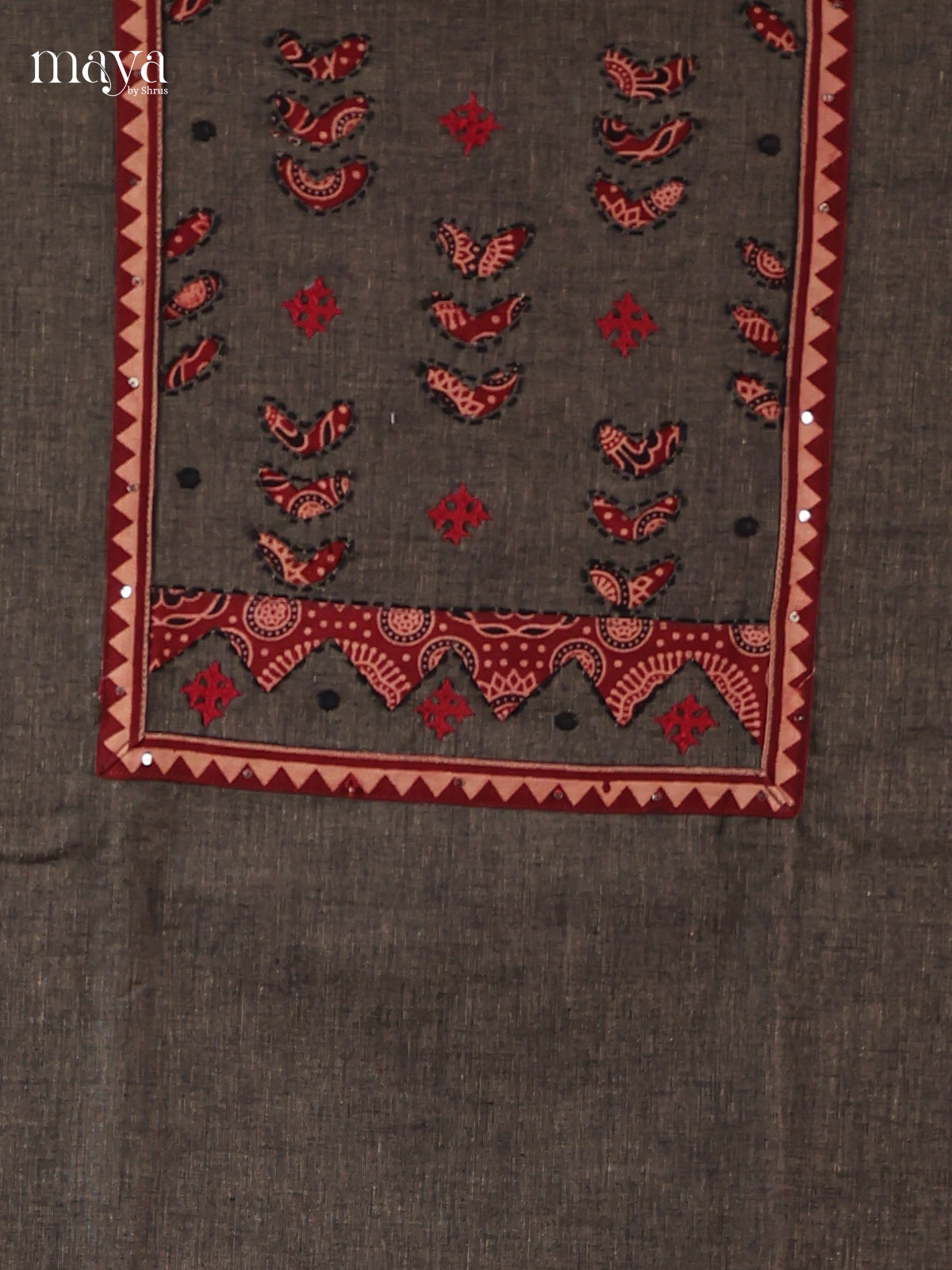 Grey & Red- Cotton salwar Unstitched
