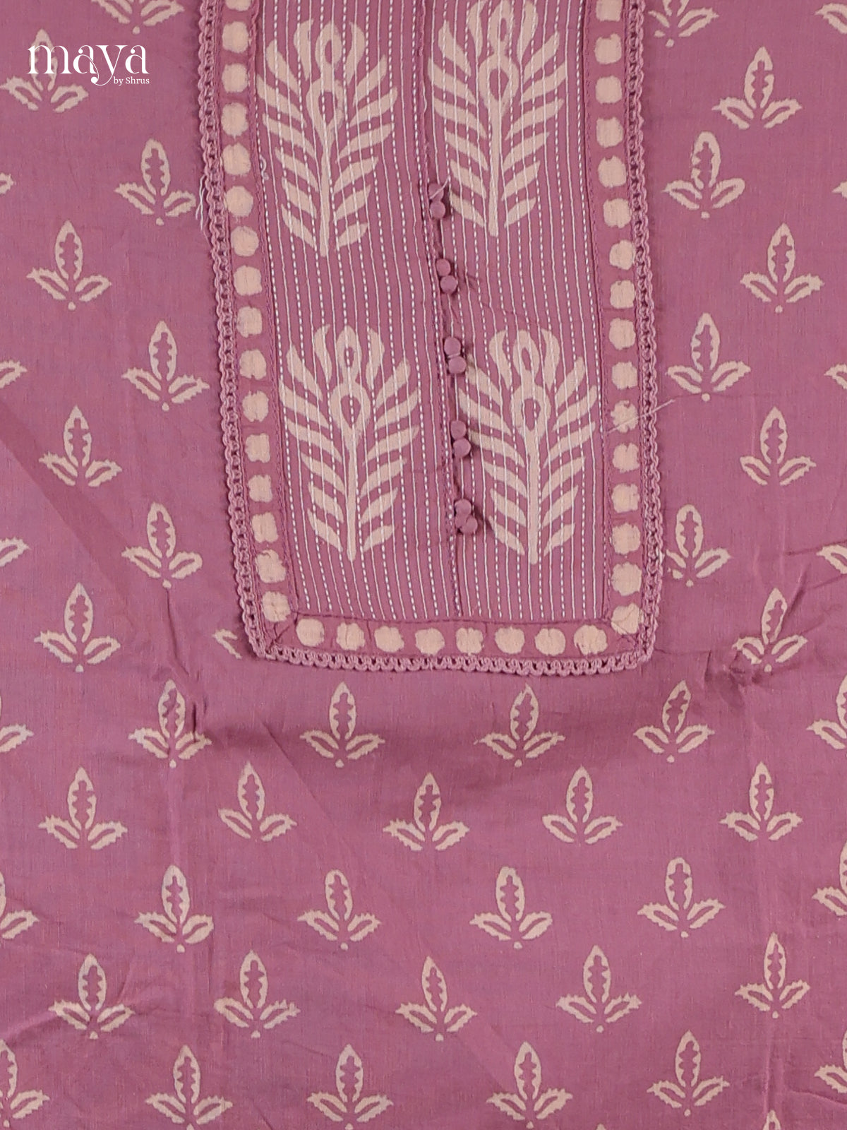 Lavender & White - Cotton salwar Unstitched