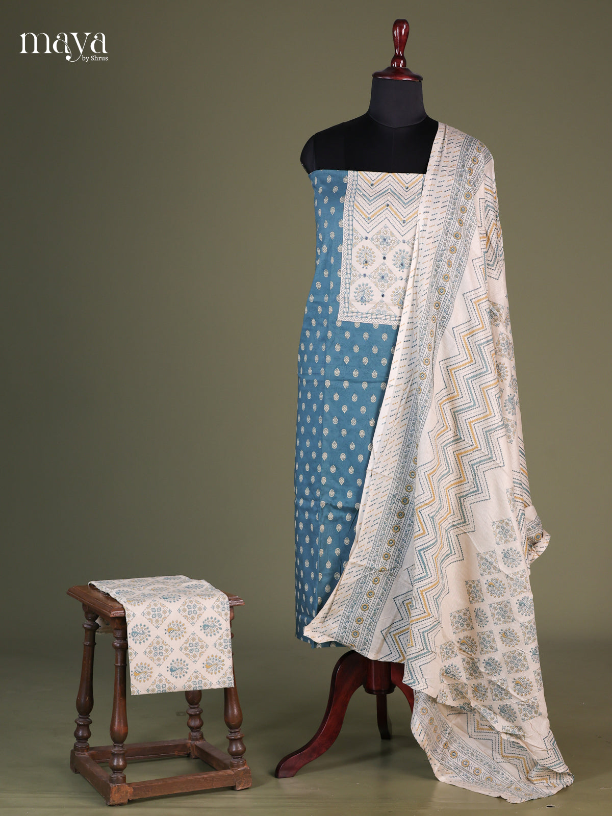 Blue & White- Cotton salwar