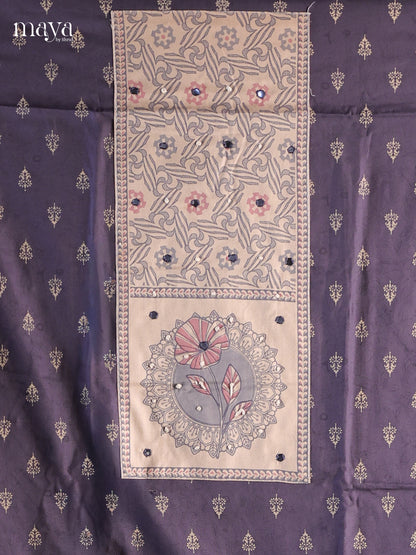 Grey & White - Cotton salwar Unstitched