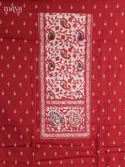 Red & White - Cotton salwar Unstitched