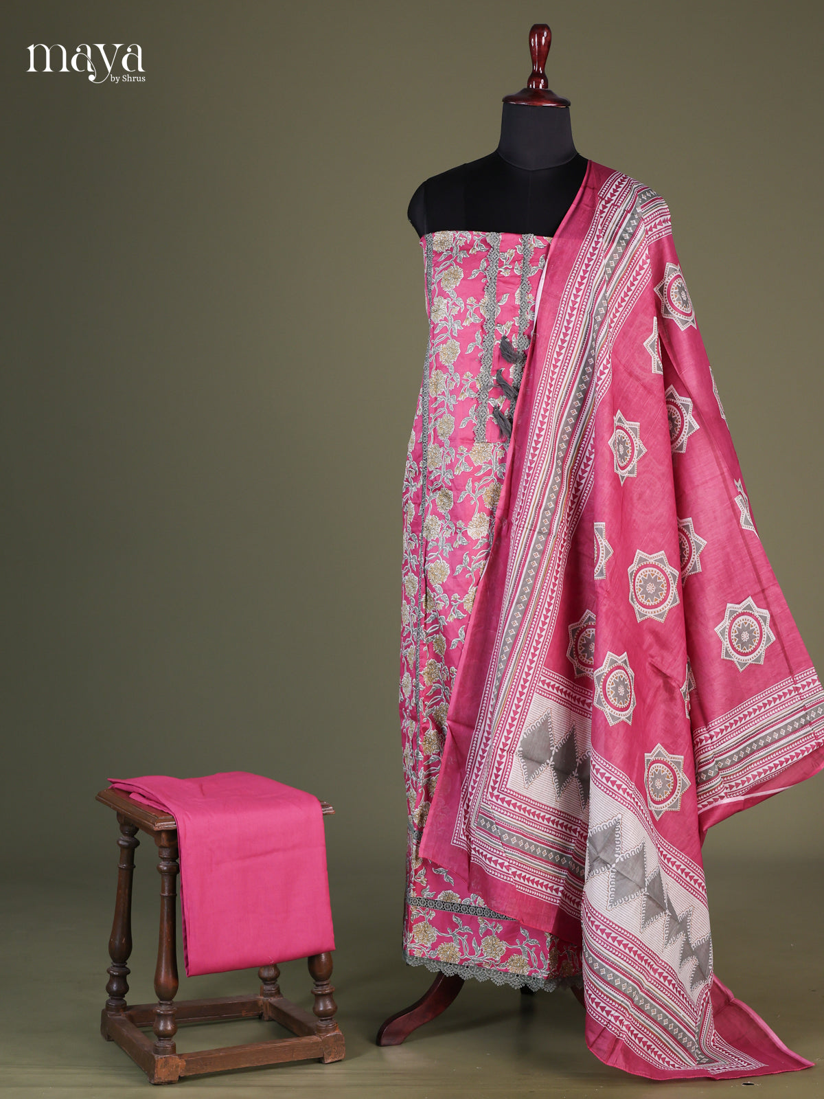 Pink -Cotton salwar Unstitched