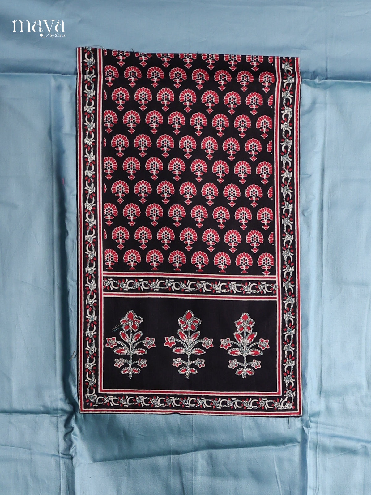 Blue & Black - Cotton salwar Unstitched