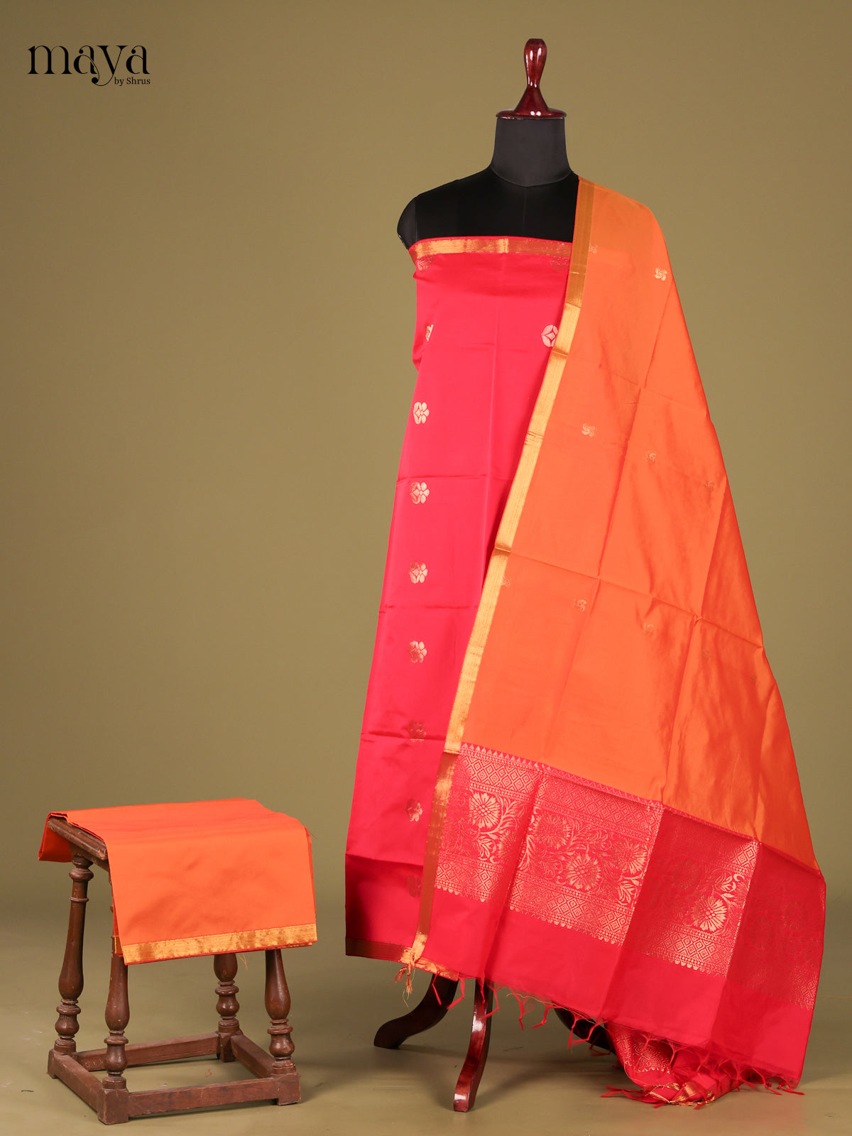 Pretty Pink semi softsilk salwar unstitch with dupatta