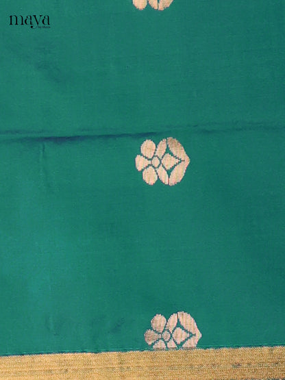 Pretty Green Semi softsilk salwar  Unstitch with Orange Dupatta
