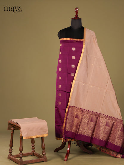Elegant Purple semi softsilk salwar unstitch with Mauve Dupatta