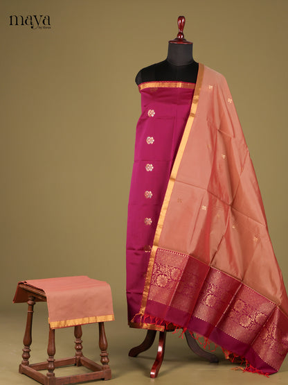 Beautiful Purple semi softsilk salwar with brown dupatta