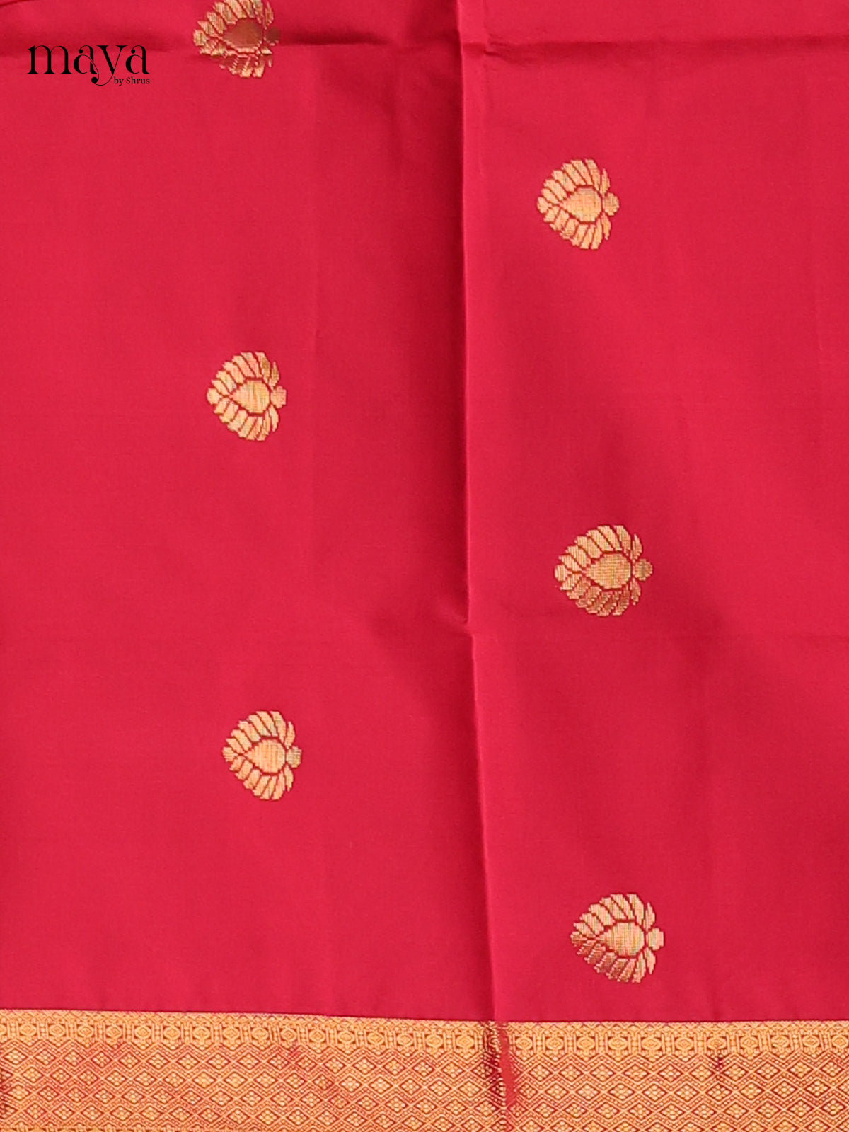 Bright Red semi softsilk salwar unstitch with green dupatta