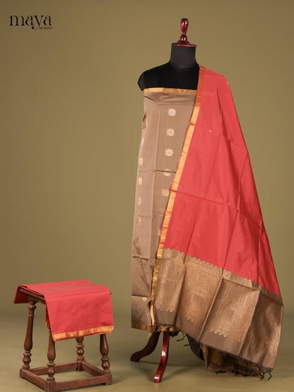 Charming Kashish Grey semi softsilk salwar with Orangsh pink Dupatta