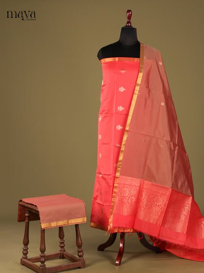 Charming Pink semi softsilk salwar unstitch with brown dupatta