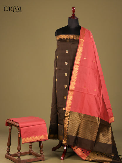 Pretty Black semi softsilk salwar with pink dupatta