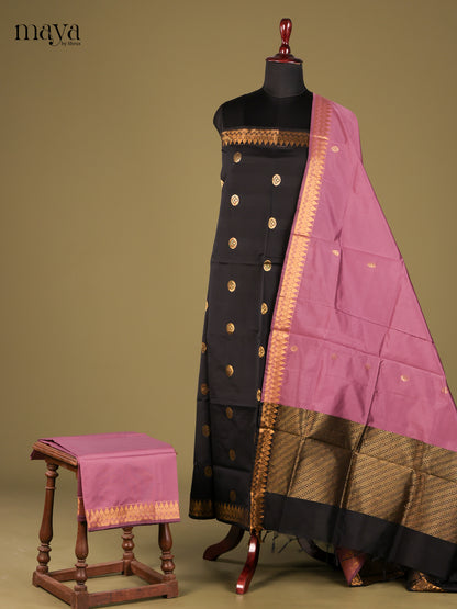 Beautiful Lavender semi softsilk salwar unstitch with Lavender Dupatta