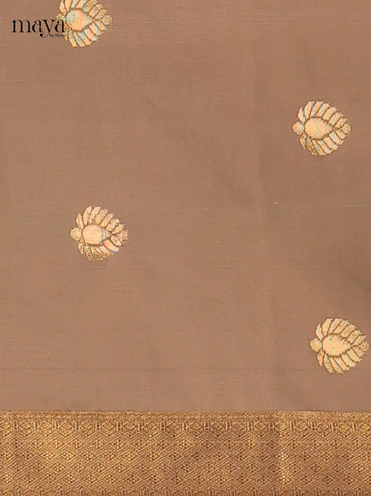 Regal Kashish Grey semi softsilk salwar unstitch with brown dupatta