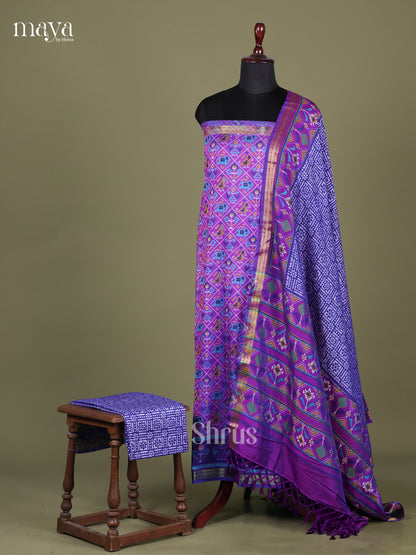 Purple & Blue - Semi patola salwar  Unstitched