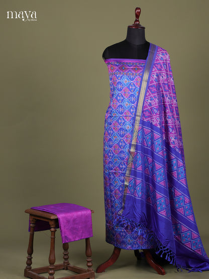 Blue & Purple - Semi patola salwar Unstitched