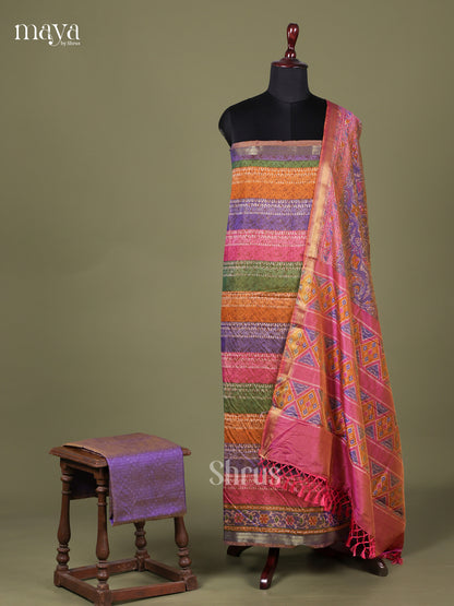 Multicolor & Purple - Semi patola salwar Unstitched