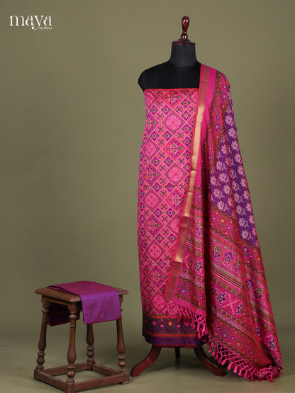 Pink  & Purple - Semi patola salwar Unstitched