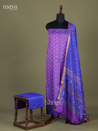 Purple & Blue - Semi patola salwar Unstitched