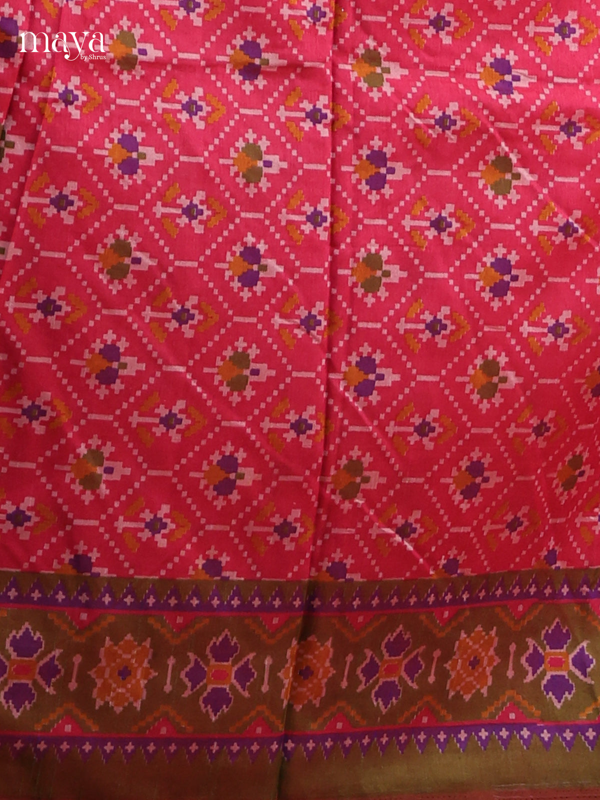 Pink & Green - Semi patola salwar Unstitched