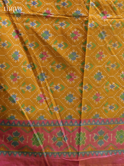 Yellow & Pink - Semi patola salwar Unstitched
