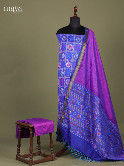 Blue & Purple - Semi patola salwar Unstitched