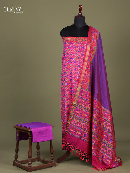 Pink & Purple - Semi patola salwar Unstitched