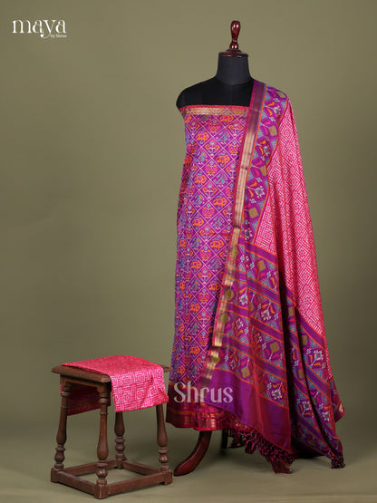Purple & Pink - Semi patola salwar Unstitched