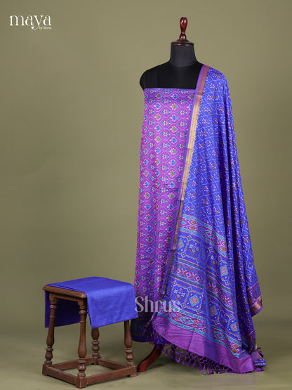 Purple & Blue - Semi patola salwar Unstitched