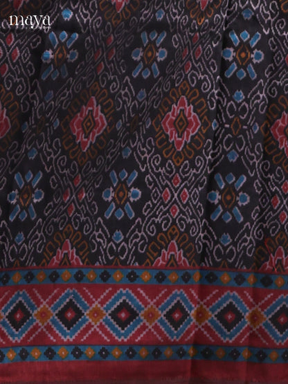 Black & Maroon - semi patola salwar Unstitched
