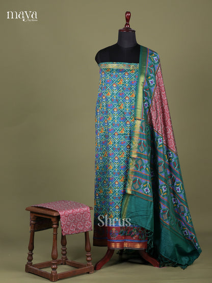 Green & Maroon - Semi patola salwar Unstitched