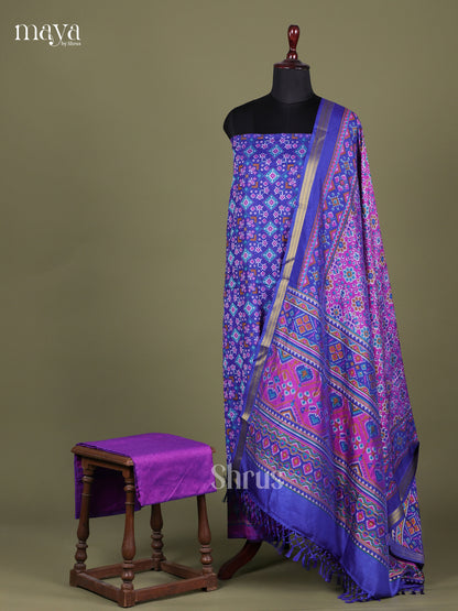 Blue & Purple - Semi patola salwar unstitched