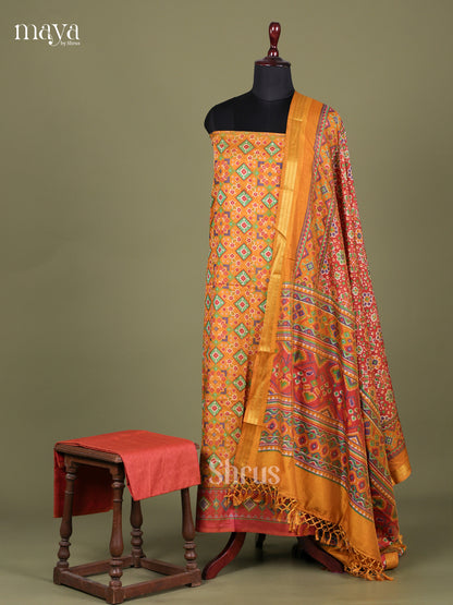 Mustard & Brick - Semi patola salwar Unstitched