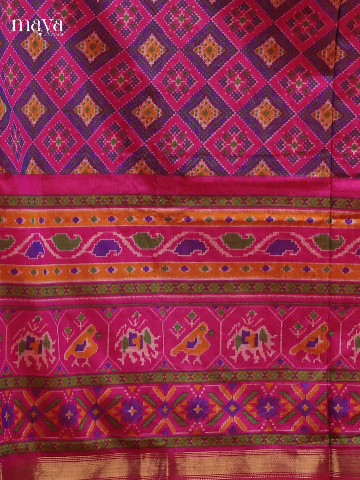 Pink & Purple - Semi patola salwar Unstitched