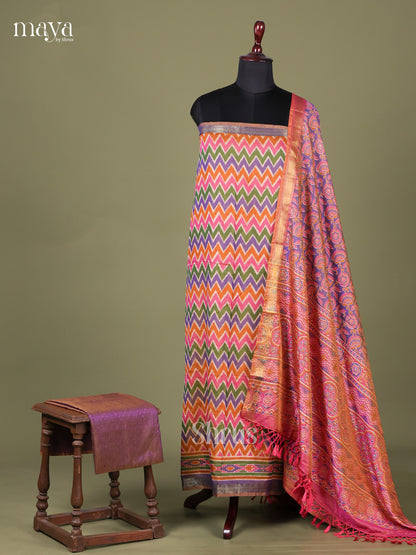 Multicolor & Purple - Semi patola salwar Unstitched