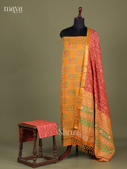 Mustard & Brick - Semi patola salwar Unstitched