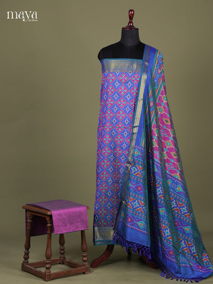 Blue & Purple - Semi patola salwar Unstitched