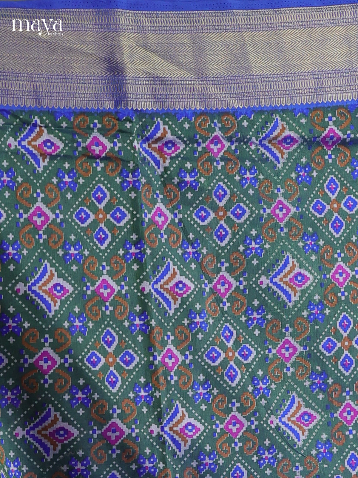 Green & Blue - Semi patola salwar Unstitched