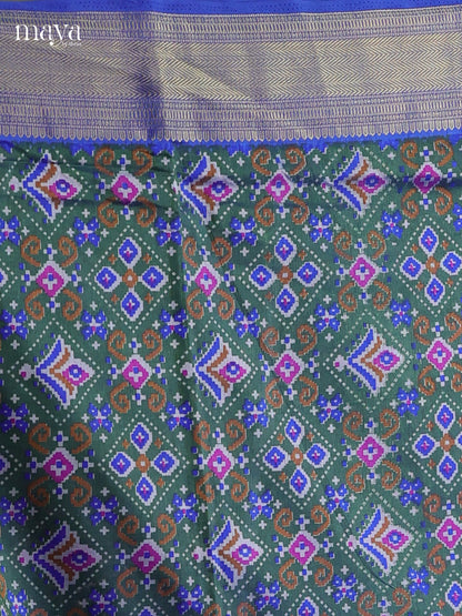 Green & Blue - Semi patola salwar Unstitched
