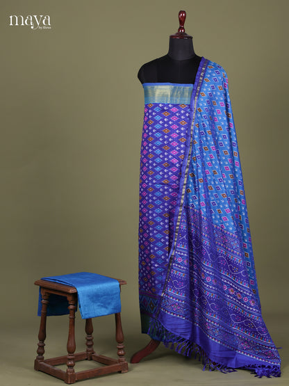 Blue & Purple - Semi patola salwar Unstitched