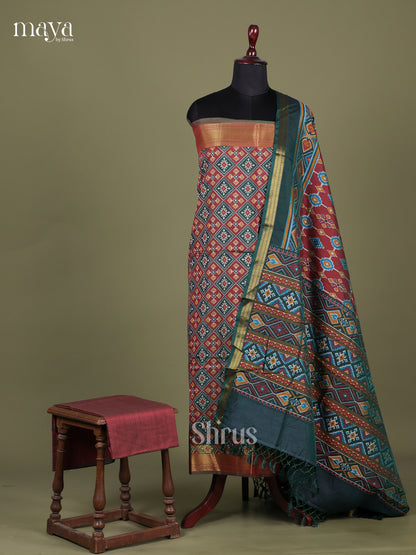 Maroon & Green -Semi patola salwar Unstitched