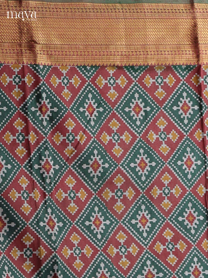 Maroon & Green -Semi patola salwar Unstitched