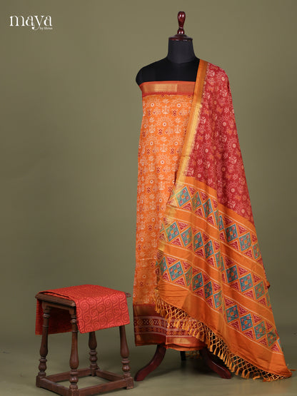Orange & Brick - Semi patola salwar Unstitched