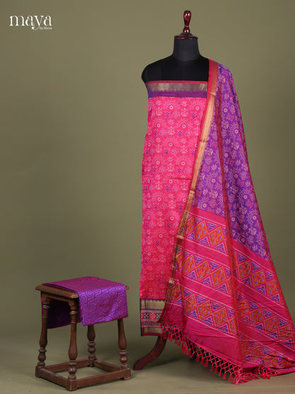 Pink & Purple - Semi patola salwar Unstitched