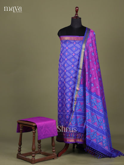 Blue & Purple - Semi patola salwar Unstitched