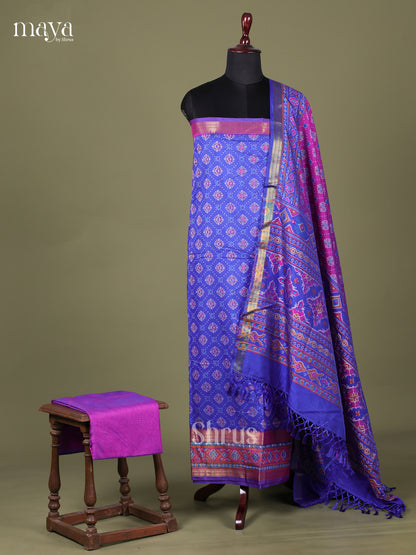 Blue & Purple - Semi patola salwar Unstitched