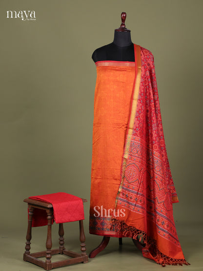 Orange & Red - Semi patola salwar Unstitched