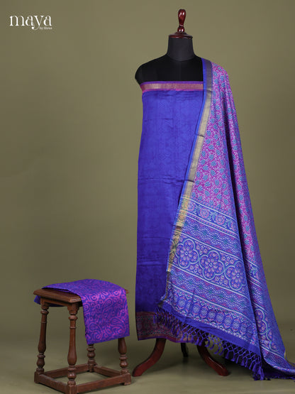 Blue & Purple - Semi patola salwar Unstitched